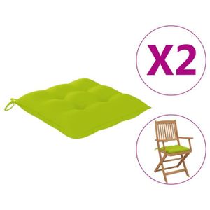COUSSIN DE CHAISE  POP - Market Coussins de chaise 2 pcs Vert vif 40x40x7 cm Tissu,Haut de gamme ®IASGBF®