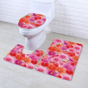 TAPIS DE BAIN  Ensemble de tapis de bain antidérapant avec impression 3D de fleurs - Multicolore - 50x80cm