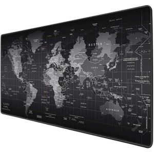 Grand Tapis de souris xl Gamer ordinateur Gaming Map Carte Monde rouge gris  noir