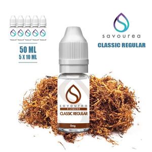 E-liquide SAVOUREA 50ML saveur TABAC CLASSIC REGULAR avec 16MG de nicotine  (5x10ML) - (e-liquide id : PRD838)