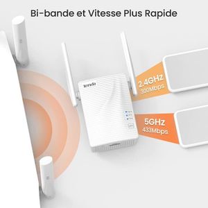 POINT D'ACCÈS TENDA Répéteur WiFi dual bande 750Mbit/s, Couvertu