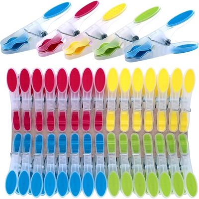 BUYGOO 72 Pinces à Linge Clips Extra Robustes Épingles Antidérapantes Ergonomique Poignée Souple Résistantes à la Rouille et au Vent Intérieur Extérieur Étendoir Corde a Linge Couleurs Aléatoires