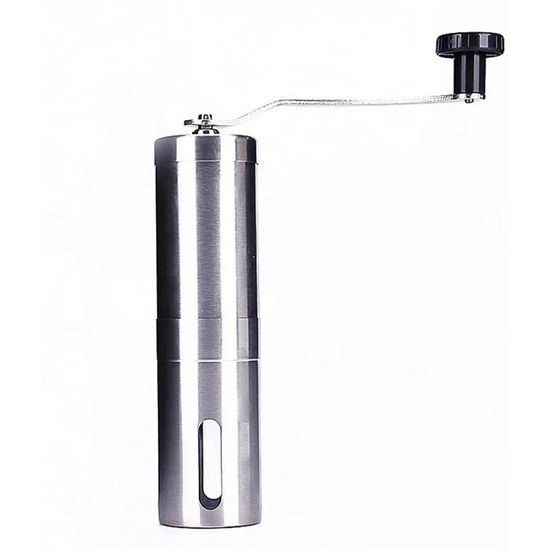 Moulin à café manuel Capacité 25 grammes, bavures coniques en acier inoxydable – Poignée en bois – Réglages internes réglables, positionnement à double roulement
