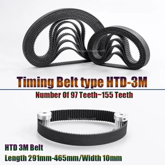 Courroie Synchrone Ouverte HTD 3M - Largeurs 6 à 30 Mm - Pas 3mm - Caoutchouc - Pour Transmission Industrielle