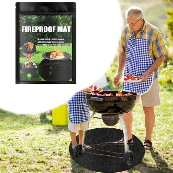 Tapis Ignifuge Pour Barbecue Et Brasero - Protection Sol (80x99 Cm), Résiste Jusqu'à 500°C, Pour Terrasse Et Pelouse
