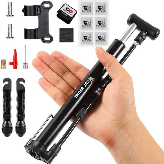 Mini Pompe à Vélo Portable - Compatible Presta Et Schrader - Idéale Pour VTT, Vélo De Route Et Ballons - Kit Complet Inclus