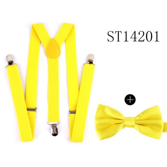 Set Bretelles Et Nœud Papillon WANYING - 2cm Largeur élastique 3 Clips Laiton