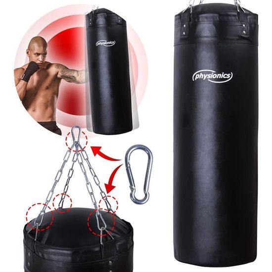 Physionics® Sac de Frappe Rempli - H 100, Ø 35 cm, Poids 26.8 kg - Punching Bag Boxe, MMA, Muay Thai, Kickboxing, Arts Martiaux