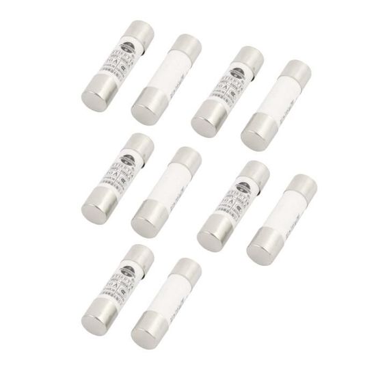 Sourcing Map Lot De 5 Fusibles Céramique Cylindriques AC 380V 10A 10x38mm RT14/RT18