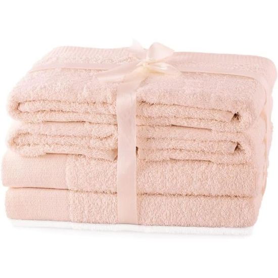 Serviette de toilette 50x100cm coton uni Pure rose bonbon