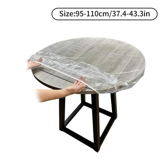 Nappe transparente,95110cmNappe Ronde Élastique En Pvc, Couverture De Protection De Table À