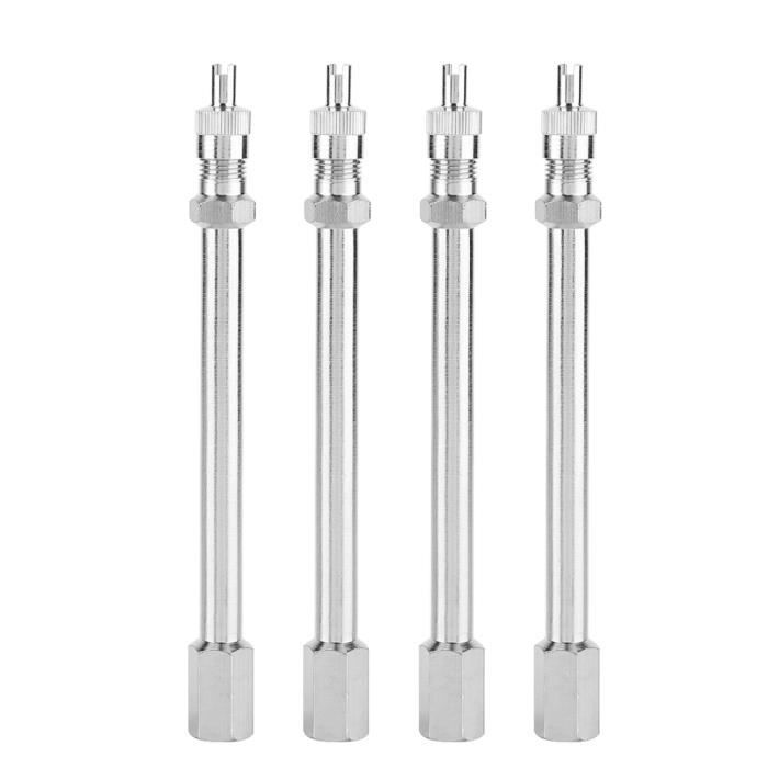 Romantic Extension de valve de pneu de voiture, 4Pcs 100mm Chrome valve de valve d'extension de roue tige adaptateur de voiture
