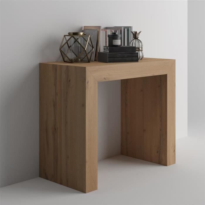 Mobili Fiver, Table Console extensible Angelica, Bois Rustique, Mélaminé/Aluminium, Made in Italy