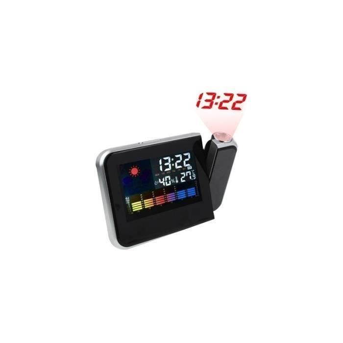 Réveil digitale Écran multifonction couleur LCD Horloge numérique de projection LED d'alarme avec station météo Température Humidité