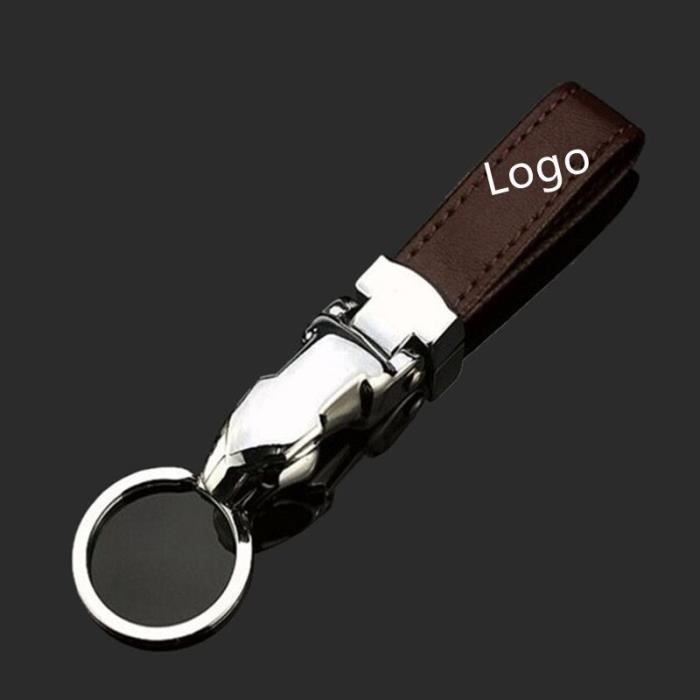 Porte-clés,Porte clés en cuir de style de voiture pour Jaguar Logo X TYPE F TYPE S TYPE XE XF XJ XK XJR XFR XJS XJL - Type Marron