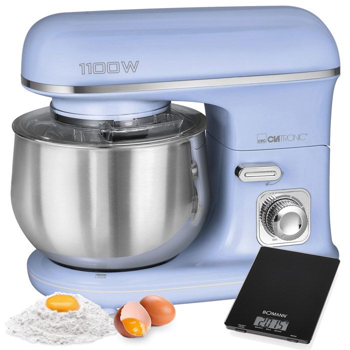 Robot Pâtissier Boulangerie Cuisine Ménager Multifonction Bol 5L 1100W Clatronic KM 3711 Azul
