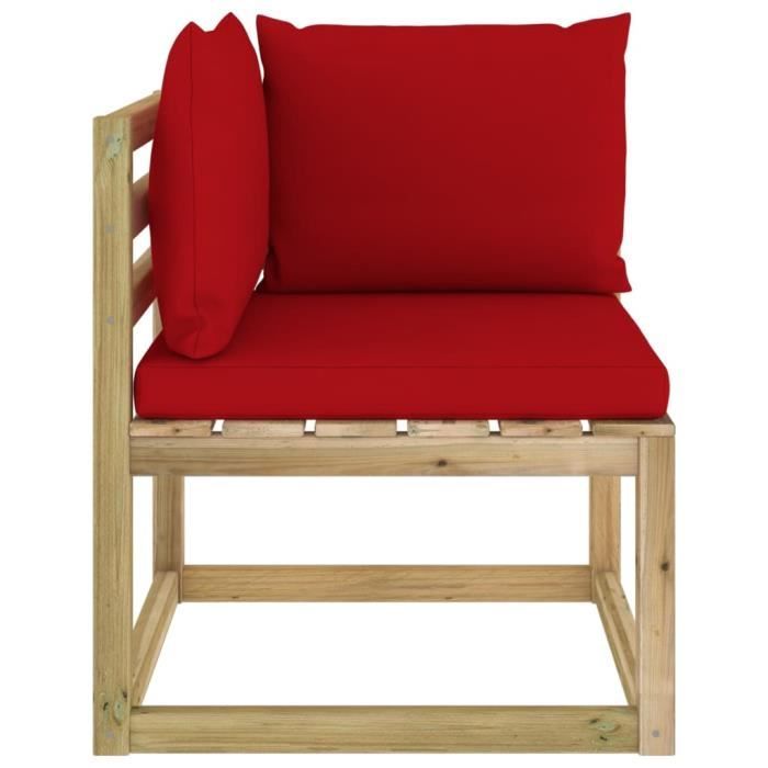Canapé d'angle de jardin avec coussins Bois imprégné de vert - 31945