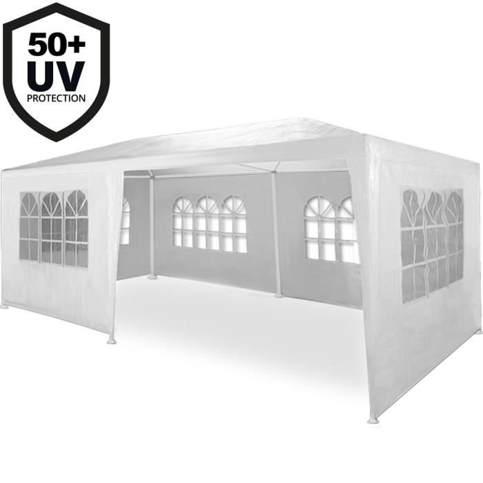 Tonnelle de jardin Rimini blanc 3x6m Barnum Pavillon extérieur avec 6 parois Réception