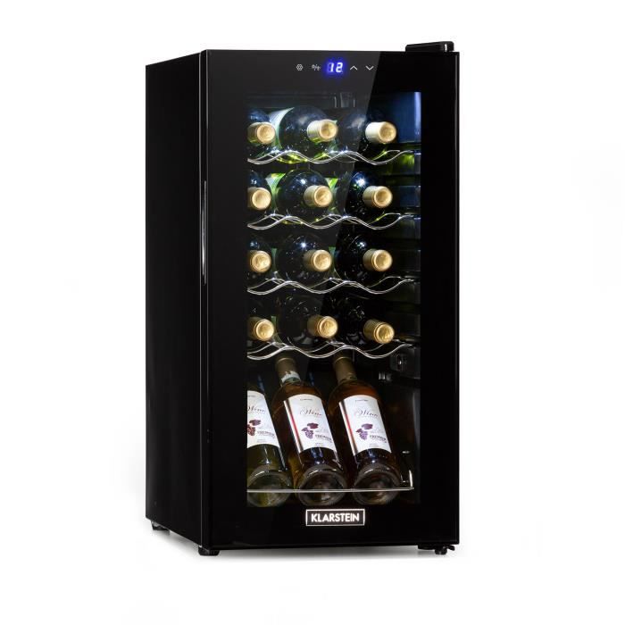 Klarstein Shiraz 15 slim uno, Cave à vin réfrigérée compacte 44 l / 15 bouteilles - noire