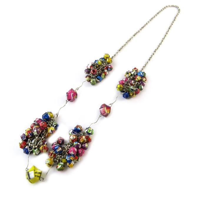 Collier sautoir artisanal cuir New Life (fait main)- Les Trésors De Lily [N9574]