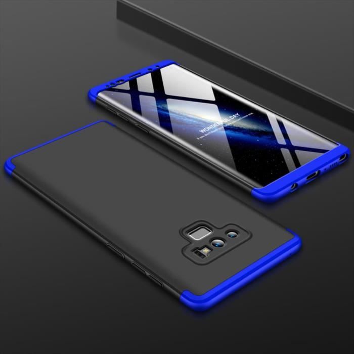 Étui Coque Samsung Galaxy Note 9 Coque,3 en 1 Hybrid Dur PC Bumper Cover Anti-rayures et Anti-choc Housse de Protection Noir Bleu