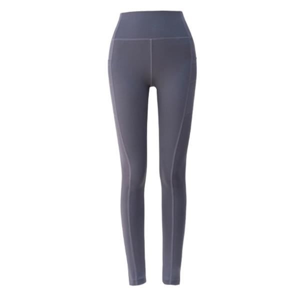 Leggings pour femmes Pantalon de yoga avec poches, taille haute, contrôle du ventre, pantalon slim extensible(Gris XL)