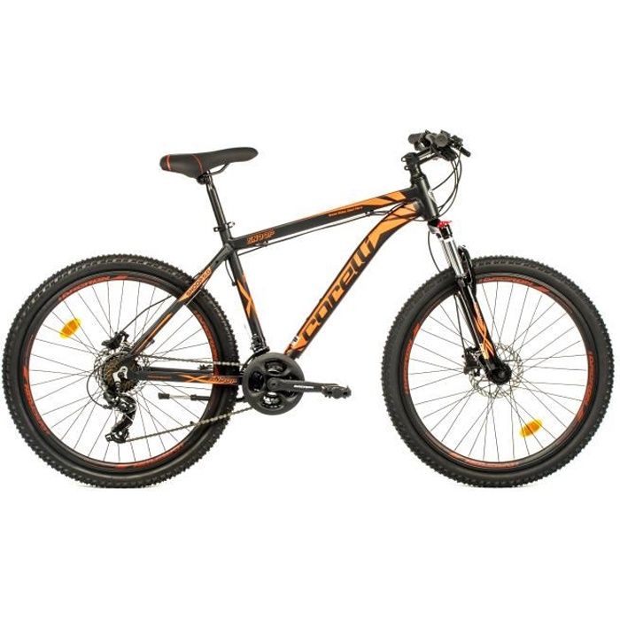 Vélo 26'' VTT Cadre Alu, Fourche Télescopique, 21 Vitesses, Poignées Gâchettes et double freins à disques hydrauliques