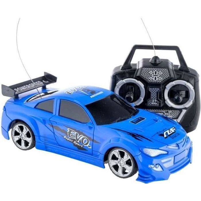 Voiture de course radiocommandée bleue