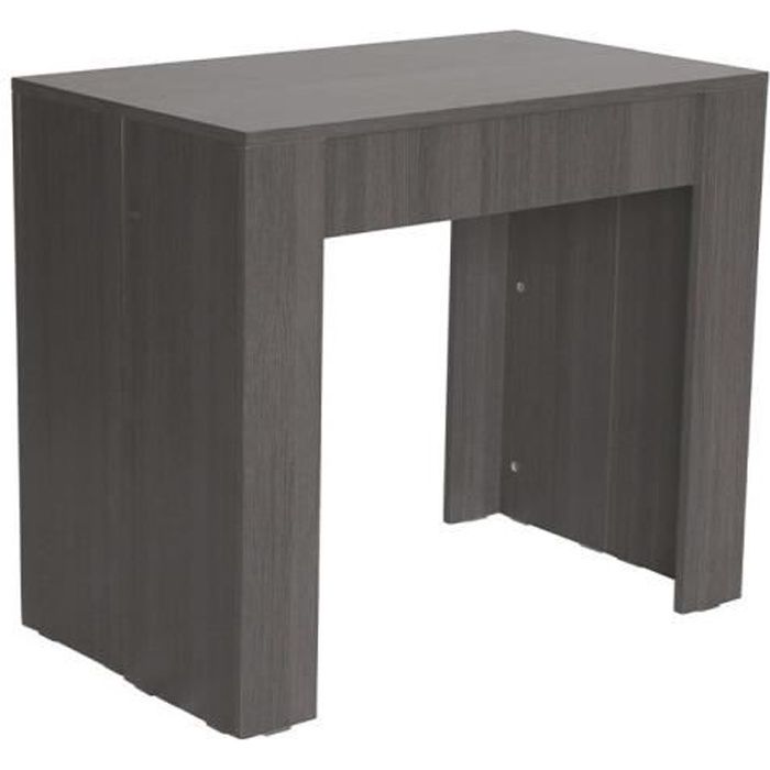 Table console extensible OREBRO + rallonges, jusqu'à 140 cm, couleur gris foncé