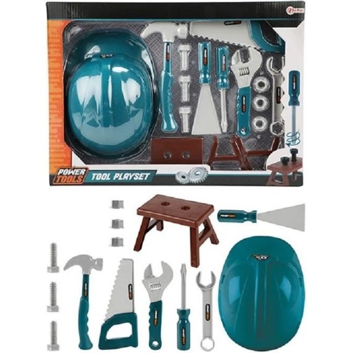 JOUET ENFANT SET A OUTILS 13 PIECES + CASQUE