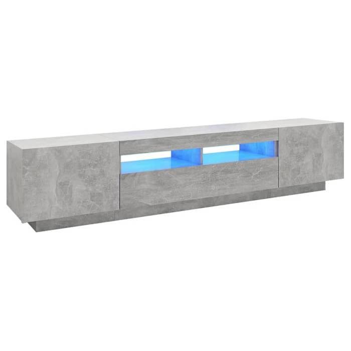 Armoire TV - Meuble TV - avec lumières LED - Gris béton 200x35x40 cm LL95011
