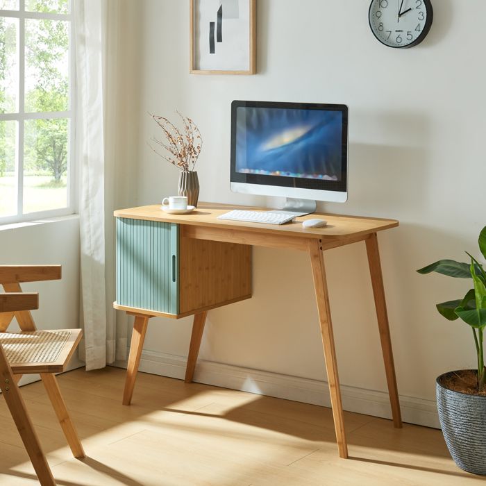 Bureau Tysvær bambou 75 x 105 x 48 cm naturel bleu
