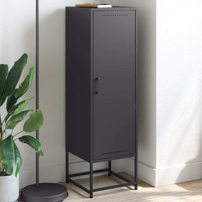 vidaXL Buffet haut noir 36x39x123 cm acier buffet placard armoire latérale armoire armoire de rangement armoire haute 846524