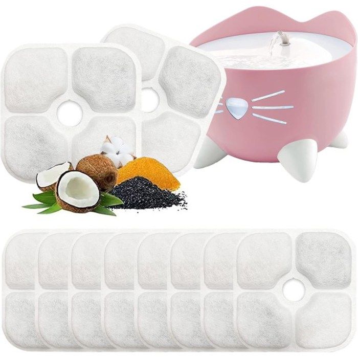 Meilleurs prix pour Lot de 10 Filtres pour Fontaine Chat - Compatibles avec Catit Pixi Pour une Eau Filtre et Saine PZCC