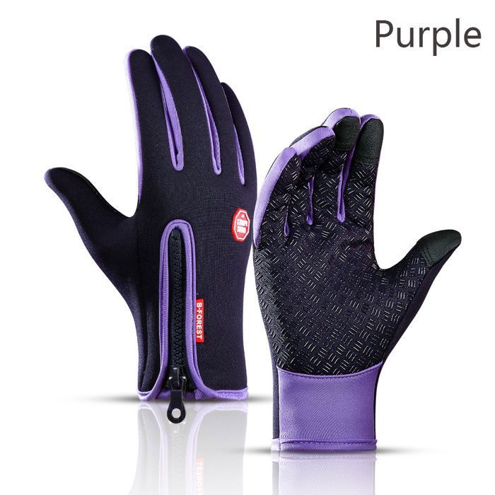 Gants imperméables à écran tactile pour hommes et femmes gants chauds randonnée ski pêche cyclisme Non-ALD hiver Violet