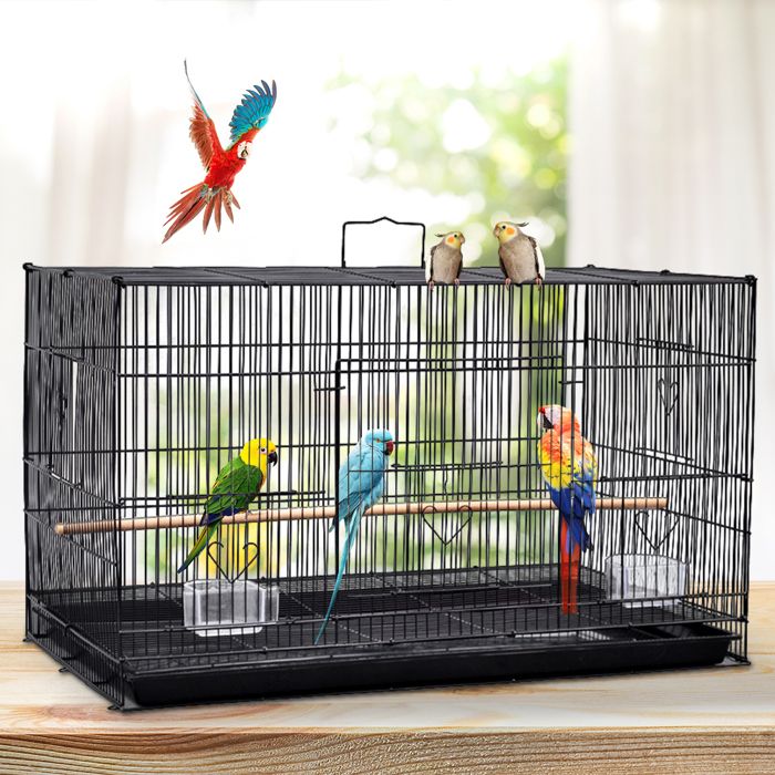 Meilleurs prix pour Cage pour oiseaux-petits et moyens-métal-noir-75.5*45*45cm -QUIIENCLEE