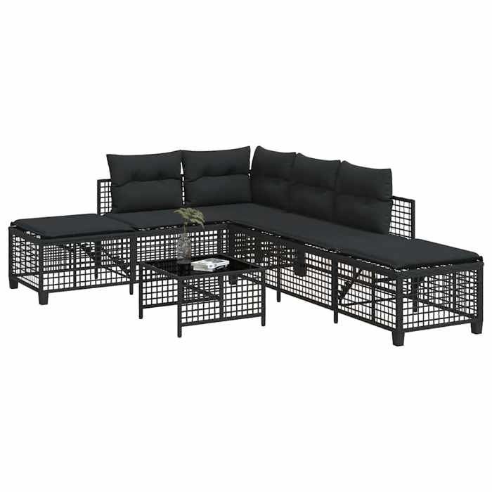 Set meubles d’extérieur - BONNIE - Salon de jardin dangle 3 Pièces avec coussins - noir - résine tressée - 167 x 55 x 60cm