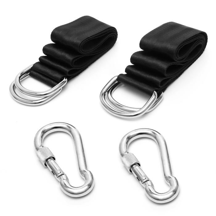 2 Pièces Sangle Hamac 3m Avec Mousquetons - Fixation Arbre Robuste 300kg Pour Camping Et Jardin