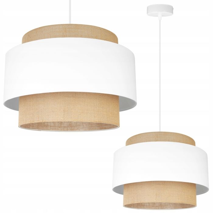 Lampe Suspendue - Light Home - BOHO 2456/1/40 - Jute - Réglable - Blanc/Beige