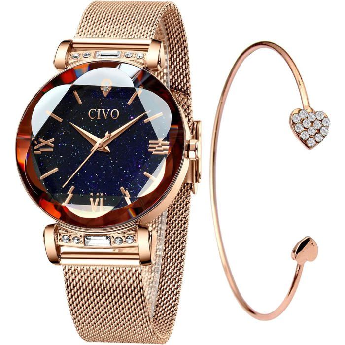 Montre Femme CIVO - Cadran Minimaliste, Bracelet Silicone Confortable - Étanche - Idéal Cadeau