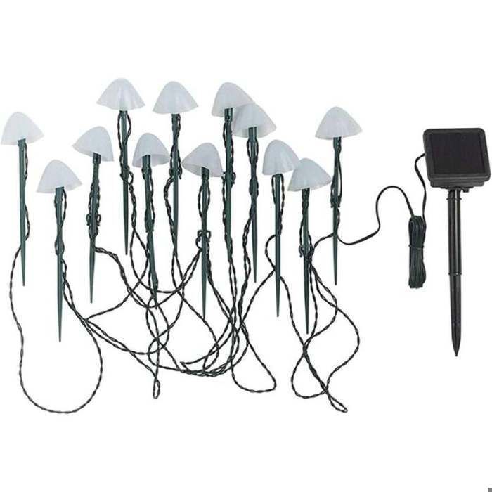 Lot de 12 lampes solaires de jardin en forme de champignon - décoration extérieure - décoration de jardin