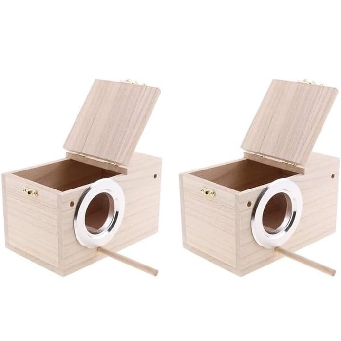 Comparer les prix de Lot de 2 nichoirs en bois naturel avec perchoir pour inséparables pinsons perroquets canaris