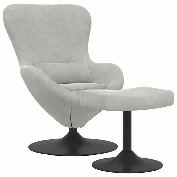 MGH@ Chaise Œuf Moderne - Fauteuil simple - Poids maximal: 110 kg - 2 pcs - Gris clair 63x73x90 cm Velours LV3770