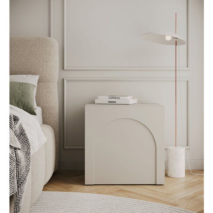 Table de chevet avec découpe en arc - ARKADIA - 50 cm - gris cachemire