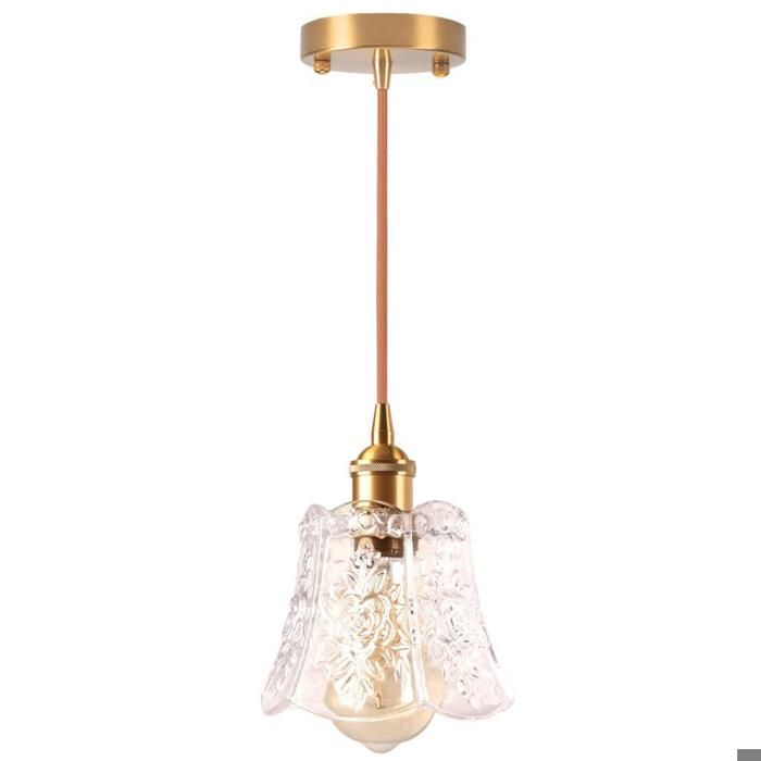 iDEGU Moderne Suspension Luminaire Lustre Vintage Abat-jour en Verre E27 Lampe de Plafond Style Chinois Vintage pour Salon Chambre