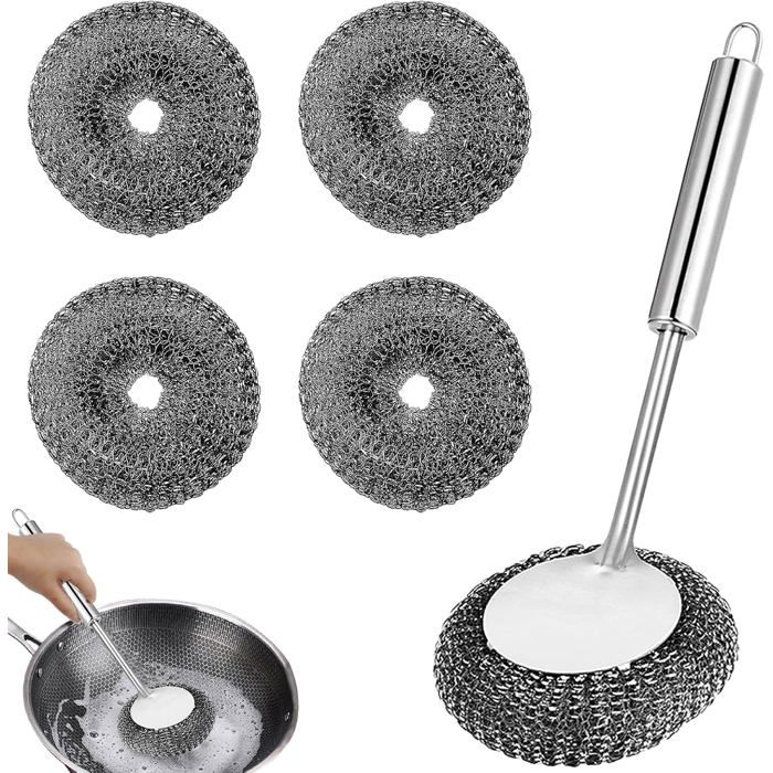 Lot de 5 Éponges Métalliques en Paille de Fer – Pour Casseroles Plaques de Cuisson et Ustensiles