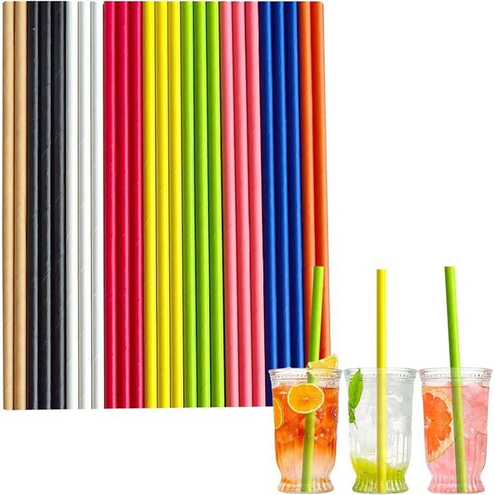 pailles en papier Noël 100 pièces biodégradables 19,5 cm