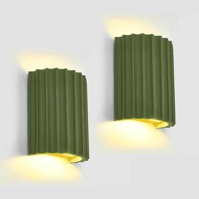 Diday 2x LED Applique Murale IntérieurLampe Murale en Résine Moderne Éclairage Murale Design Colonne RomaineLumière ChaudVert