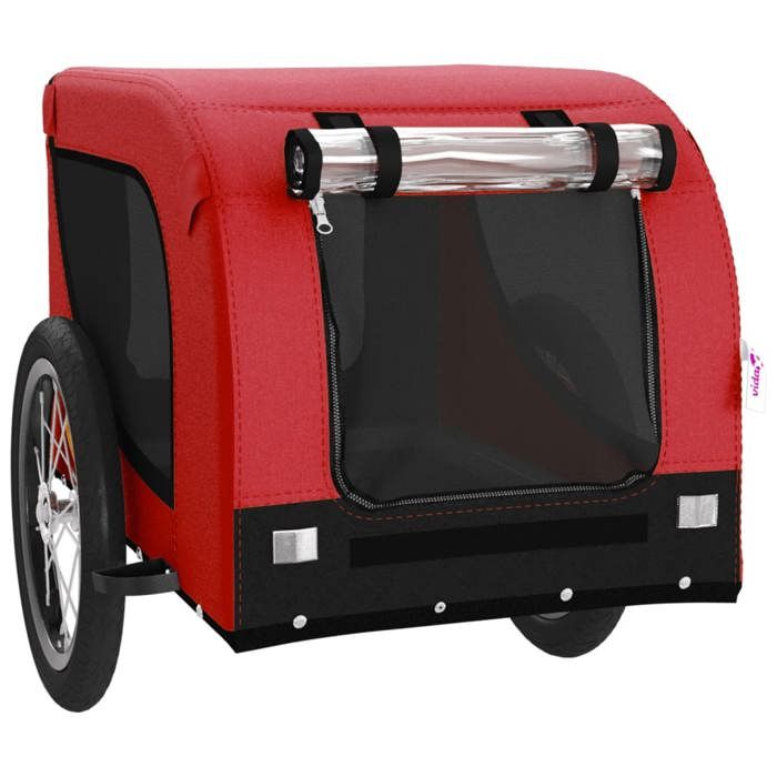 Remorque de vélo pour animaux - WIENS - Rouge et noir - 124x65x66 cm - Cabine 50x70x50 cm - Capacité 45 kg
