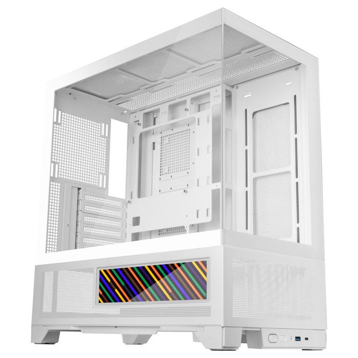 Boîtier Gaming Mars Gaming MC-LCDX ATX Écran IPS 916 Verre Trempé Double Chambre Mesh Blanc